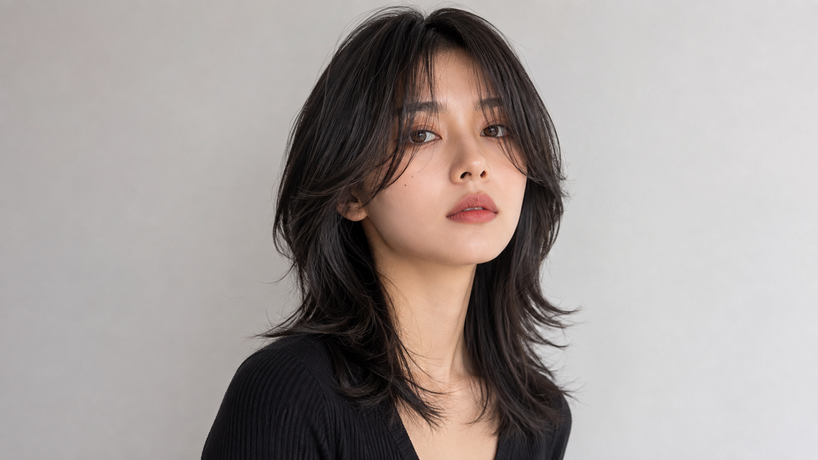 Curtain Bangs Wolf Cut Straight Hair
